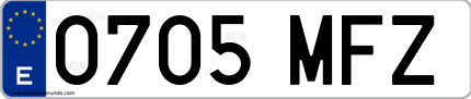 Ejemplo de matrícula de coche ordinaria 0705 MFZ