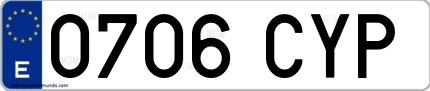 Ejemplo de matrícula española 0706 CYP