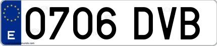 Ejemplo de matrícula española 0706 DVB