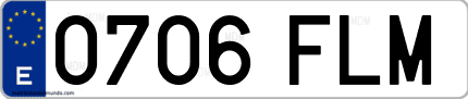 Ejemplo de matrícula de coche ordinaria 0706 FLM