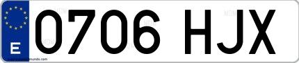 Ejemplo de matrícula española 0706 HJX