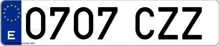 Ejemplo de matrícula española 0707 CZZ