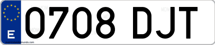 Ejemplo de matrícula de coche ordinaria 0708 DJT
