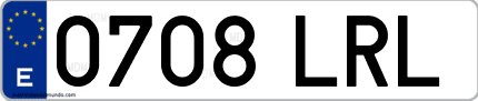 Ejemplo de matrícula de coche ordinaria 0708 LRL