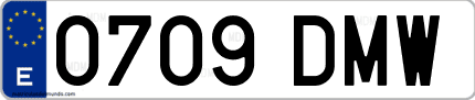 Ejemplo de matrícula de coche ordinaria 0709 DMW