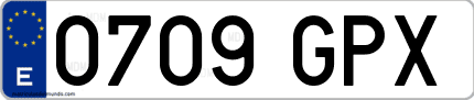 Ejemplo de matrícula de coche ordinaria 0709 GPX