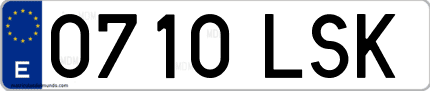 Ejemplo de matrícula de coche ordinaria 0710 LSK