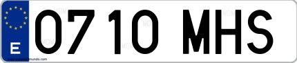Ejemplo de matrícula española 0710 MHS