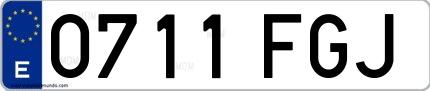 Ejemplo de matrícula española 0711 FGJ