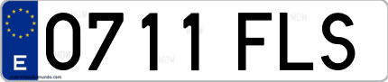 Ejemplo de matrícula de coche ordinaria 0711 FLS