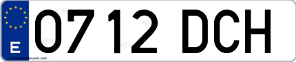 Ejemplo de matrícula de coche ordinaria 0712 DCH