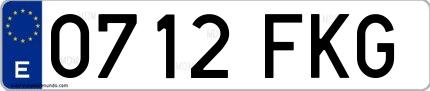Ejemplo de matrícula española 0712 FKG