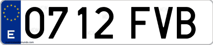 Ejemplo de matrícula de coche ordinaria 0712 FVB