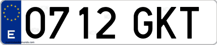 Ejemplo de matrícula de coche ordinaria 0712 GKT