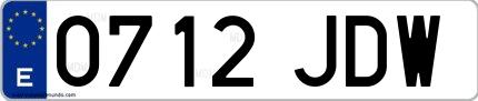 Ejemplo de matrícula española 0712 JDW