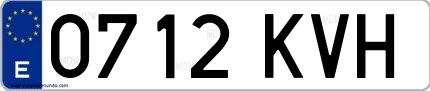 Ejemplo de matrícula española 0712 KVH