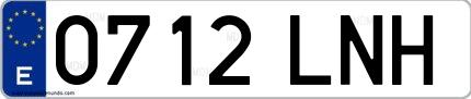 Ejemplo de matrícula de coche ordinaria 0712 LNH