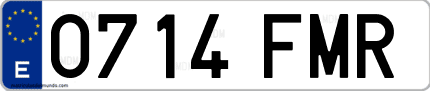 Ejemplo de matrícula de coche ordinaria 0714 FMR