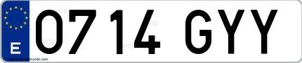 Ejemplo de matrícula española 0714 GYY