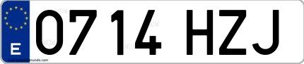 Ejemplo de matrícula española 0714 HZJ