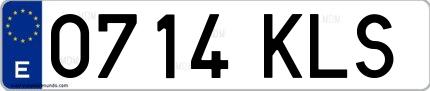 Ejemplo de matrícula de coche ordinaria 0714 KLS