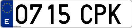 Ejemplo de matrícula de coche ordinaria 0715 CPK