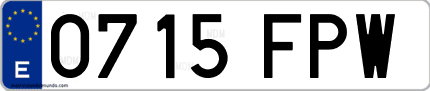 Ejemplo de matrícula de coche ordinaria 0715 FPW