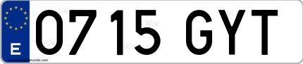 Ejemplo de matrícula española 0715 GYT