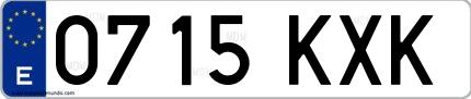 Ejemplo de matrícula española 0715 KXK
