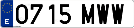 Ejemplo de matrícula de coche ordinaria 0715 MWW
