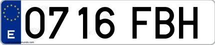 Ejemplo de matrícula española 0716 FBH