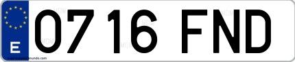 Ejemplo de matrícula española 0716 FND