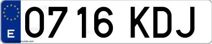 Ejemplo de matrícula española 0716 KDJ