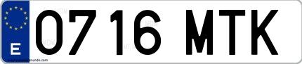 Ejemplo de matrícula española 0716 MTK