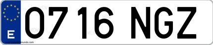 Ejemplo de matrícula española 0716 NGZ