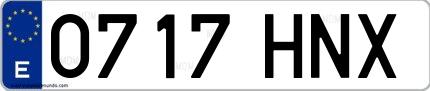 Ejemplo de matrícula española 0717 HNX