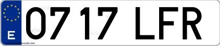 Ejemplo de matrícula española 0717 LFR