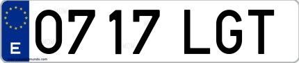 Ejemplo de matrícula española 0717 LGT