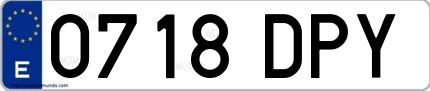 Ejemplo de matrícula española 0718 DPY