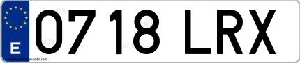 Ejemplo de matrícula española 0718 LRX