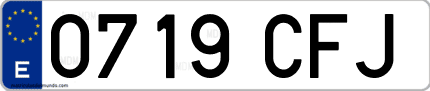 Ejemplo de matrícula de coche ordinaria 0719 CFJ