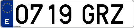 Ejemplo de matrícula de coche ordinaria 0719 GRZ
