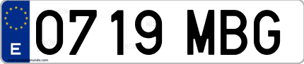 Ejemplo de matrícula de coche ordinaria 0719 MBG