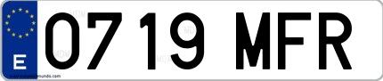 Ejemplo de matrícula española 0719 MFR