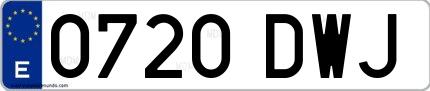 Ejemplo de matrícula española 0720 DWJ