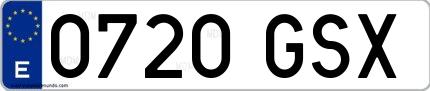 Ejemplo de matrícula española 0720 GSX
