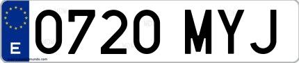 Ejemplo de matrícula española 0720 MYJ