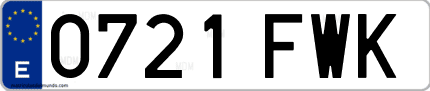 Ejemplo de matrícula de coche ordinaria 0721 FWK