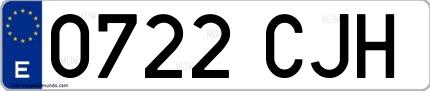 Ejemplo de matrícula española 0722 CJH