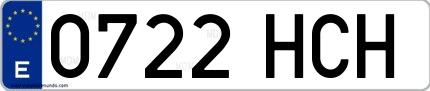 Ejemplo de matrícula española 0722 HCH